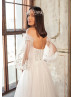 Beaded Ivory 3D Lace Glitter Tulle Lightweight Wedding Dress
